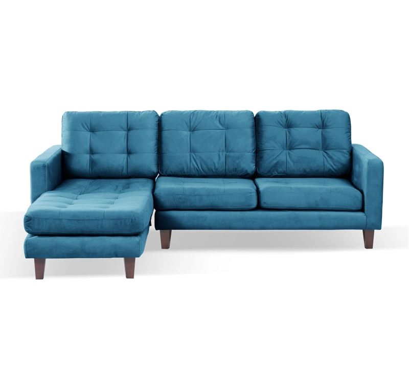 SOFA CHAISELONG LATAM HOME NAPOLES IZQUIERDO 3 CUERPOS AZUL PETROLEO VELVET - 2