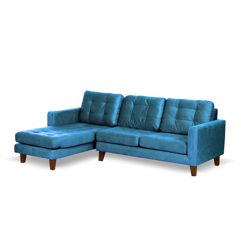 SOFA CHAISELONG LATAM HOME NAPOLES IZQUIERDO 3 CUERPOS AZUL PETROLEO VELVET - 3