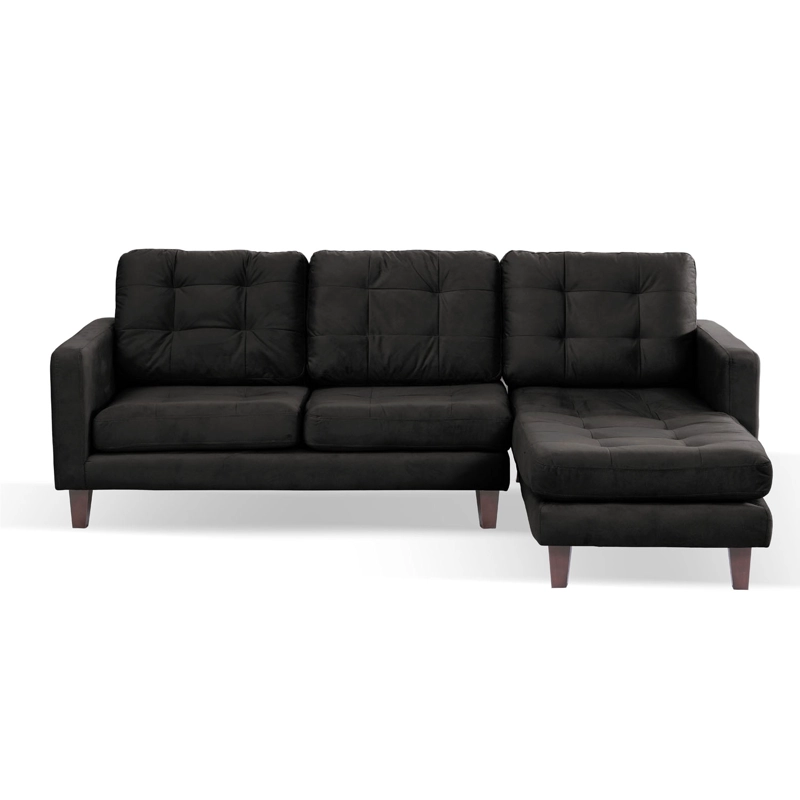 SOFA CHAISELONG LATAM HOME NAPOLES DERECHO 3 CUERPOS TELA VELVET NEGRO - 1