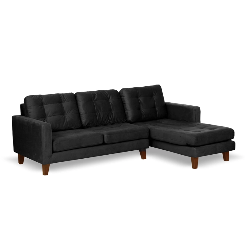 SOFA CHAISELONG LATAM HOME NAPOLES DERECHO 3 CUERPOS TELA VELVET NEGRO - 2