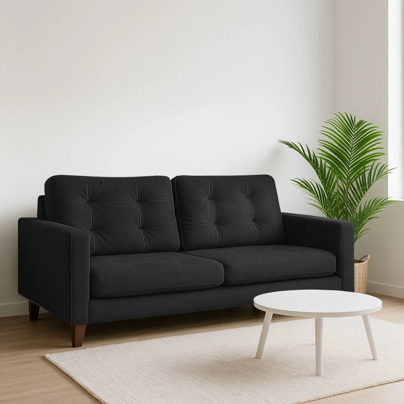 SOFA LATAM HOME NAPOLES 2 CUERPOS NEGRO VELVET - 1