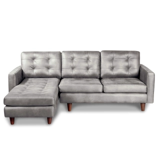 SOFA CHAISELONG LATAM HOME NAPOLES IZQUIERDO 3 CUERPOS CUERO KENTUCKY GRIS - 1