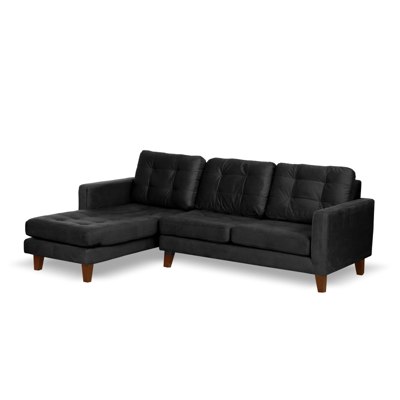 SOFA CHAISELONG LATAM HOME NAPOLES IZQUIERDO 3 CUERPOS NEGRO VELVET - 3