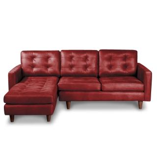 SOFA CHAISELONG LATAM HOME NAPOLES IZQUIERDO 3 CUERPOS CUERO KENTUCKY ROJO - 1