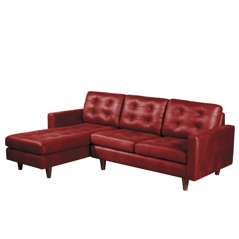 SOFA CHAISELONG LATAM HOME NAPOLES IZQUIERDO 3 CUERPOS CUERO KENTUCKY ROJO - 4