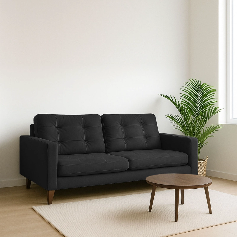 SOFA LATAM HOME NAPOLES 3 CUERPOS NEGRO VELVET - 1