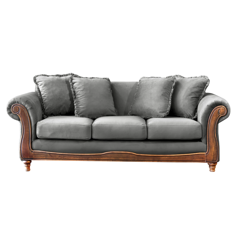 SOFA LATAM HOME RIMINI 3 CUERPOS GRIS TELA VELVET - 6