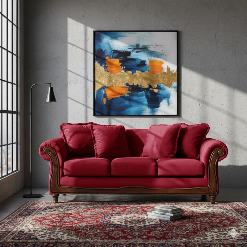 SOFA LATAM HOME RIMINI 3 CUERPOS BURDEO TELA VELVET - 1