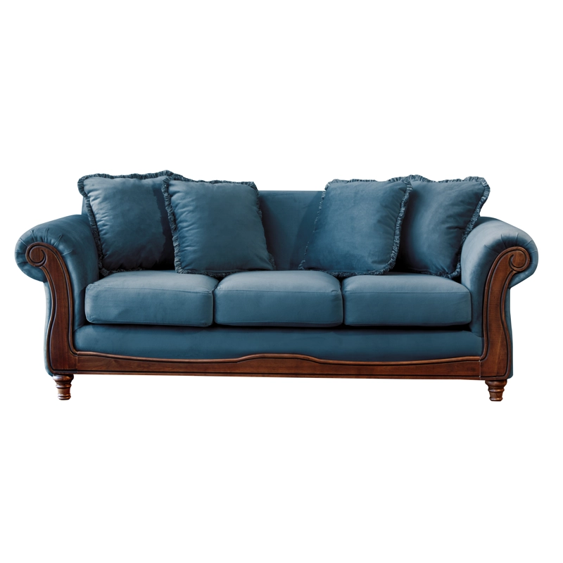 SOFA LATAM HOME RIMINI 3 CUERPOS AZUL PETROLEO TELA VELVET - 2