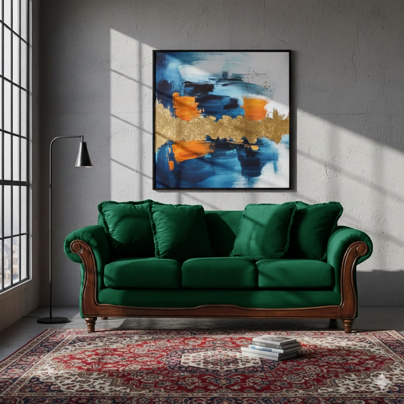 SOFA LATAM HOME RIMINI 3 CUERPOS VERDE TELA VELVET - 1