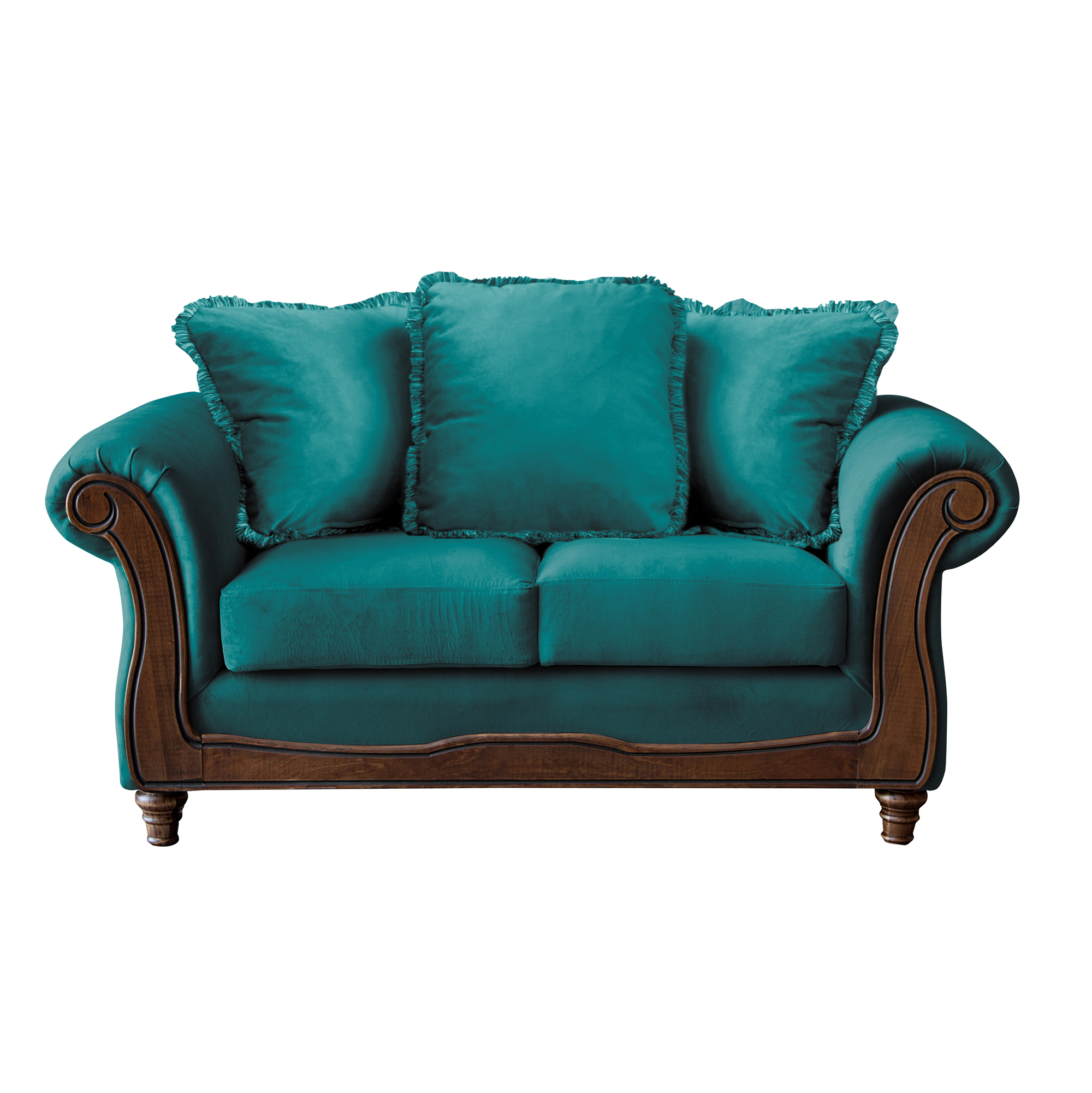 SOFA LATAM HOME RIMINI 2 CUERPOS TURQUESA TELA VELVET - 2
