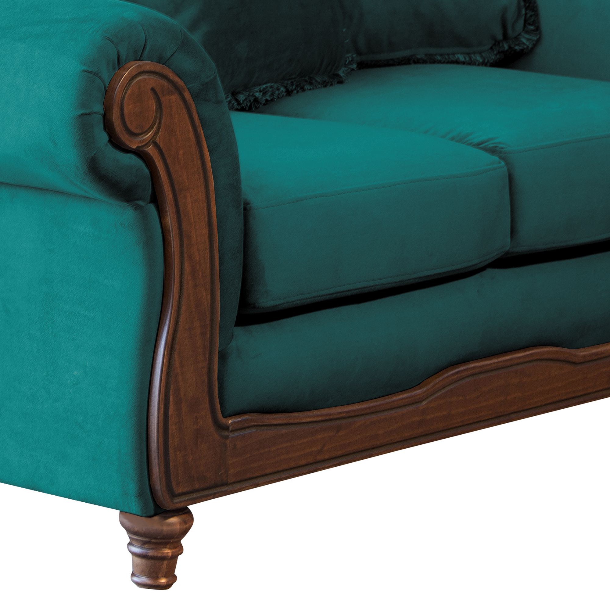 SOFA LATAM HOME RIMINI 2 CUERPOS TURQUESA TELA VELVET - 4