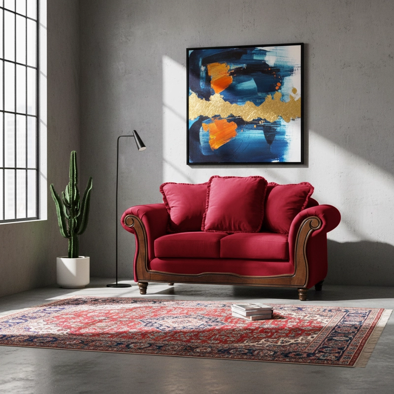 SOFA LATAM HOME RIMINI 2 CUERPOS BURDEO TELA VELVET - 1