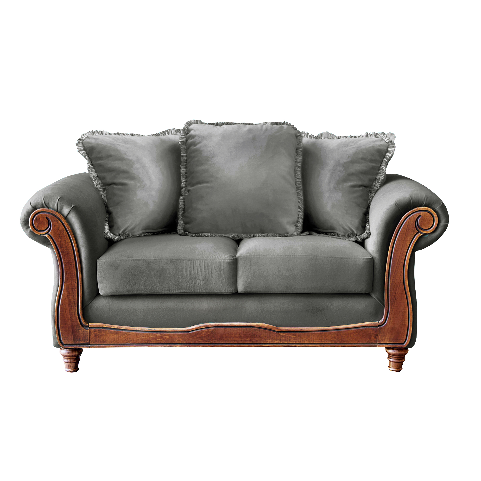 SOFA LATAM HOME RIMINI 2 CUERPOS GRIS TELA VELVET - 2
