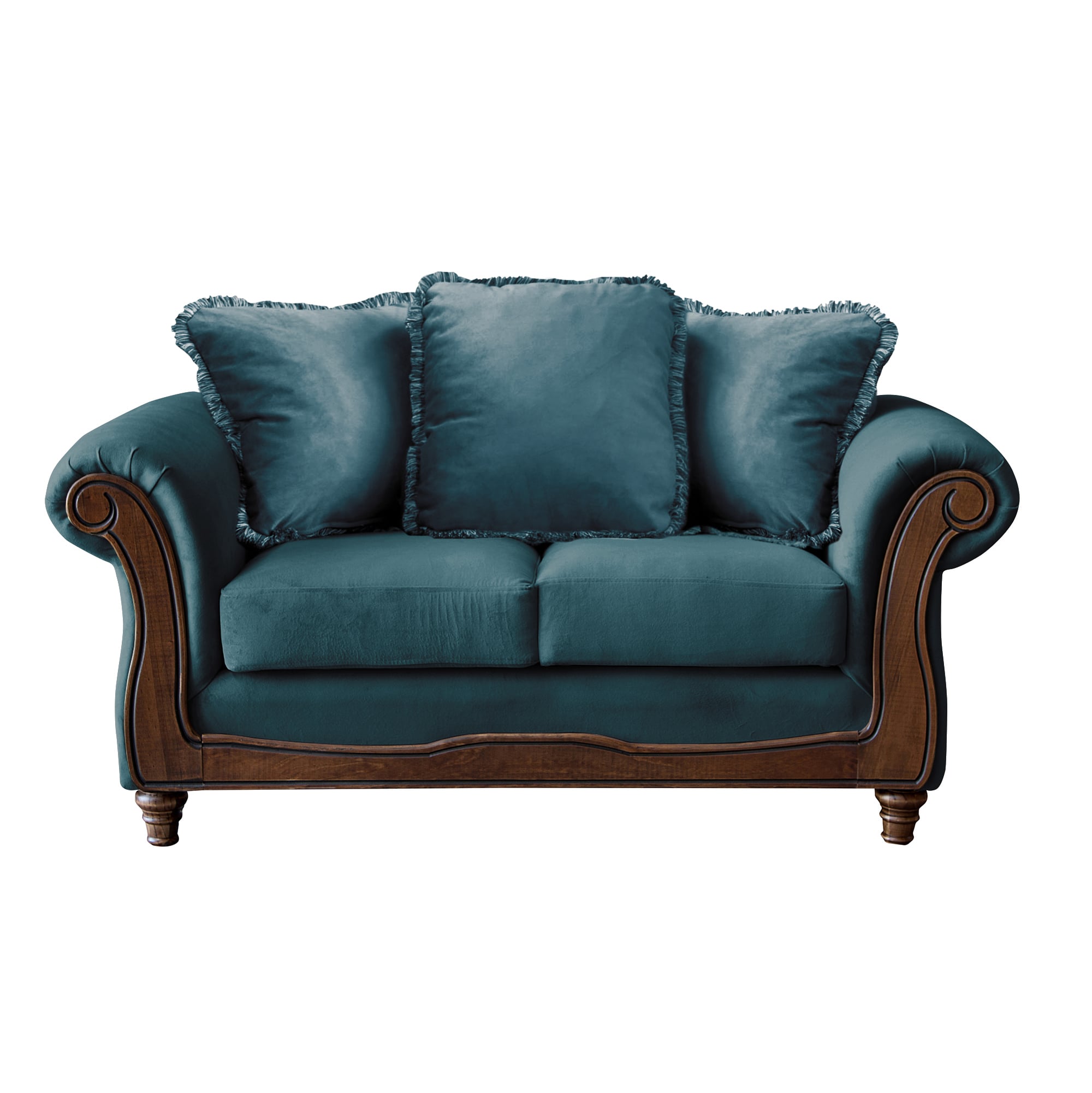 SOFA LATAM HOME RIMINI 2 CUERPOS AZUL PETROLEO TELA VELVET - 2