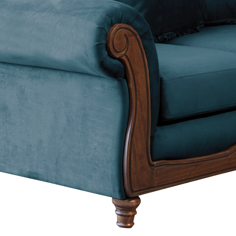 SOFA LATAM HOME RIMINI 2 CUERPOS AZUL PETROLEO TELA VELVET - 4