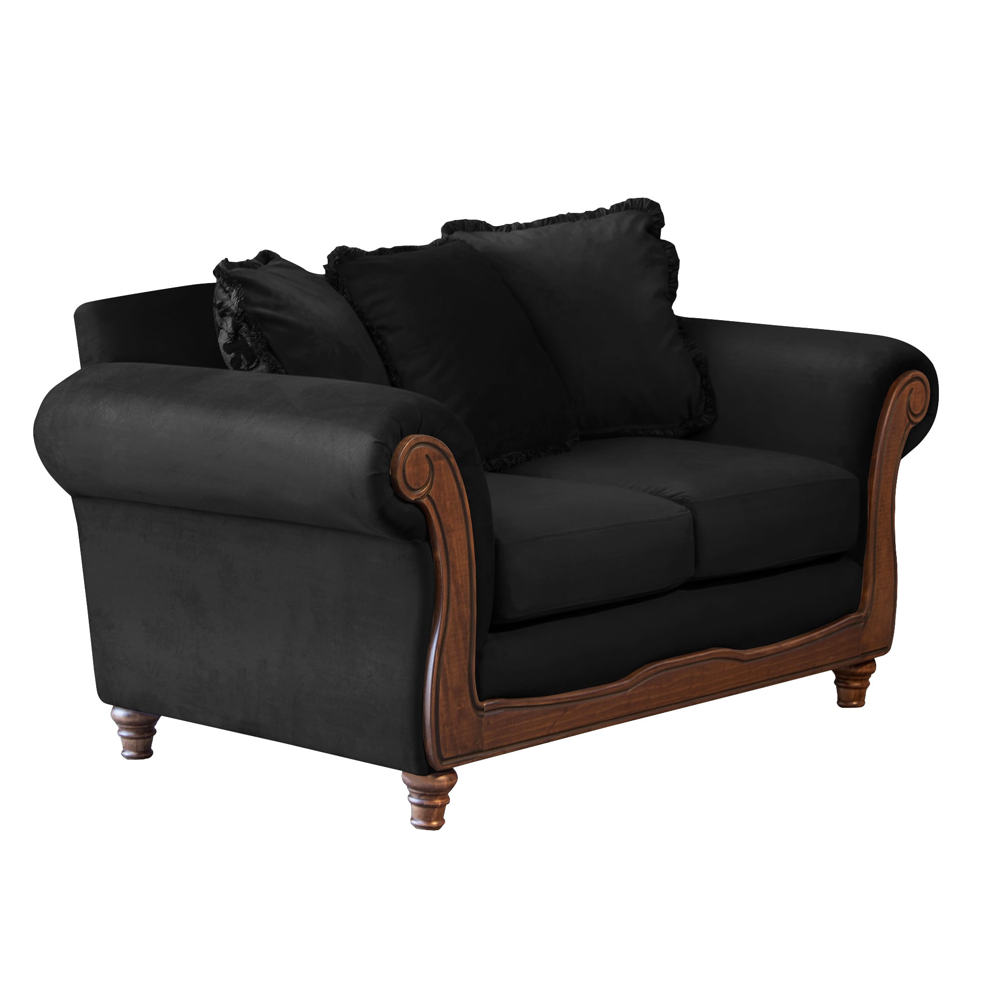 SOFA LATAM HOME RIMINI 2 CUERPOS NEGRO TELA VELVET - 2