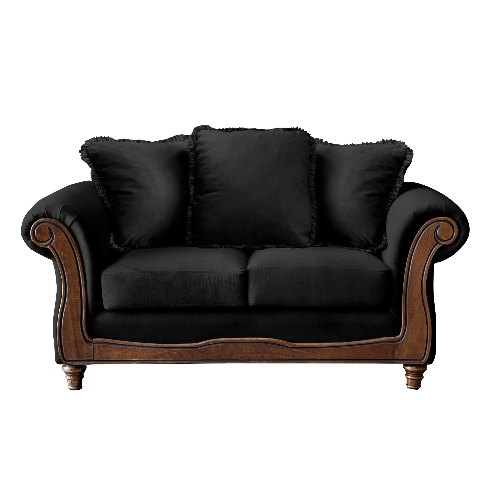 SOFA LATAM HOME RIMINI 2 CUERPOS NEGRO TELA VELVET - 6