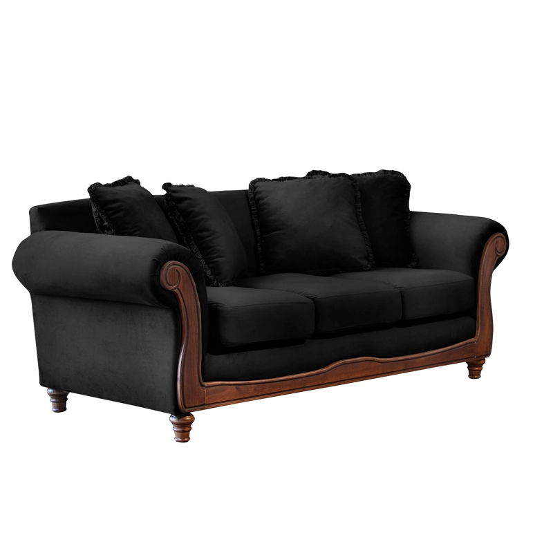 SOFA LATAM HOME RIMINI 3 CUERPOS NEGRO TELA VELVET - 2