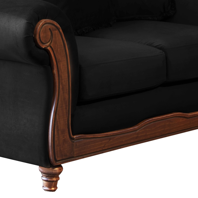 SOFA LATAM HOME RIMINI 3 CUERPOS NEGRO TELA VELVET - 4