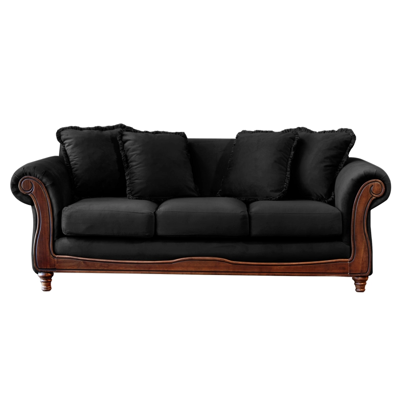SOFA LATAM HOME RIMINI 3 CUERPOS NEGRO TELA VELVET - 6