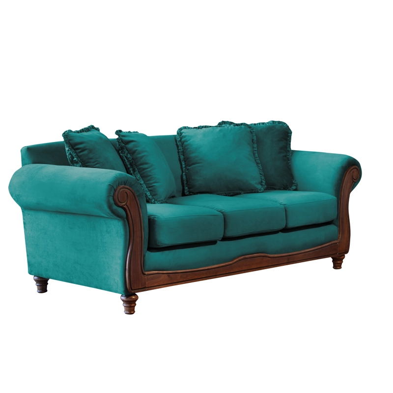 SOFA LATAM HOME RIMINI 3 CUERPOS TURQUESA TELA VELVET - 2