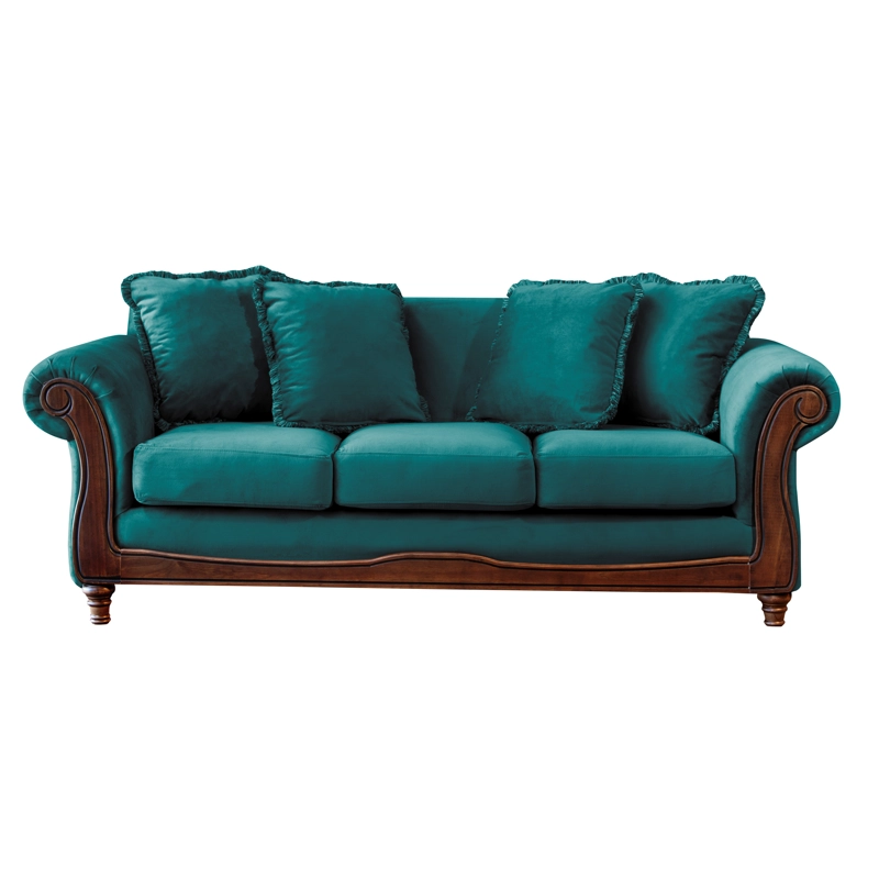 SOFA LATAM HOME RIMINI 3 CUERPOS TURQUESA TELA VELVET - 7