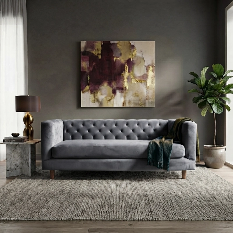 SOFA LATAM HOME BRESCIA 3 CUERPOS GRIS TELA VELVET VIVIAN - 1