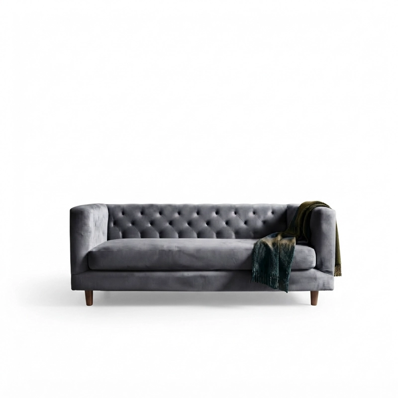 SOFA LATAM HOME BRESCIA 3 CUERPOS GRIS TELA VELVET VIVIAN - 2