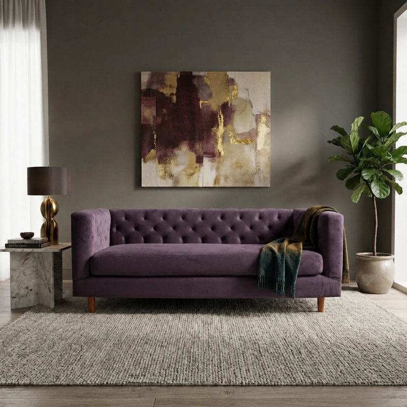 SOFA LATAM HOME BRESCIA 3 CUERPOS LILA TELA VELVET VIVIAN - 1