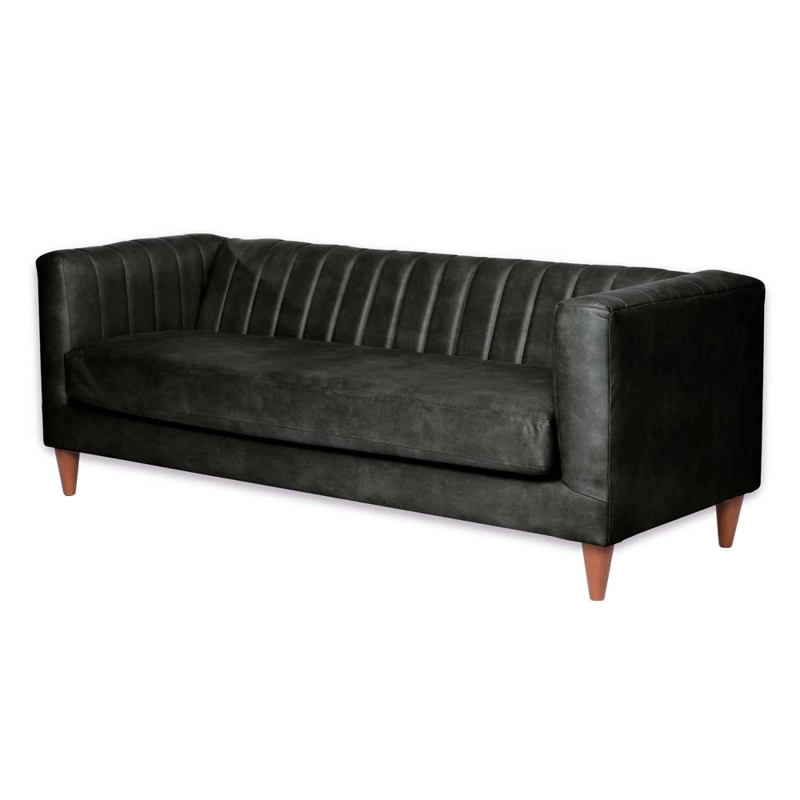 SOFA LATAM HOME BRESCIA 3 CUERPOS CUERO KENTUCKY NEGRO - 2