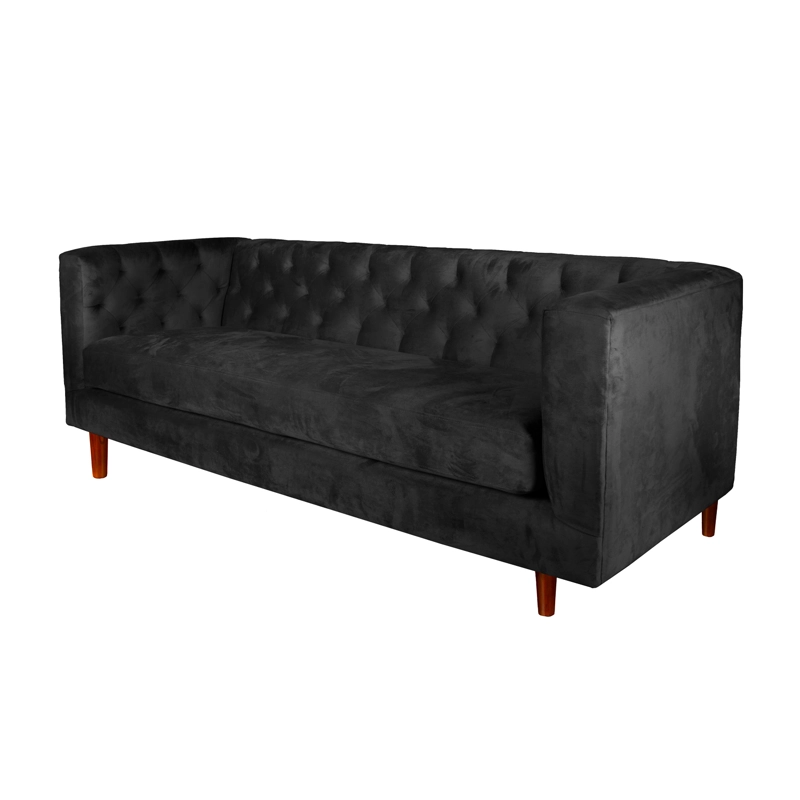 SOFA LATAM HOME BRESCIA 3 CUERPOS NEGRO TELA VELVET VIVIAN - 3
