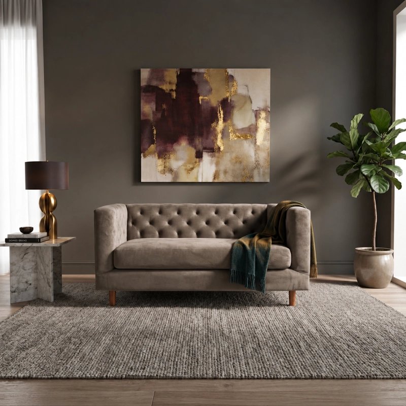 SOFA LATAM HOME BRESCIA 2 CUERPOS CAFÉ TELA VELVET VIVIAN - 1