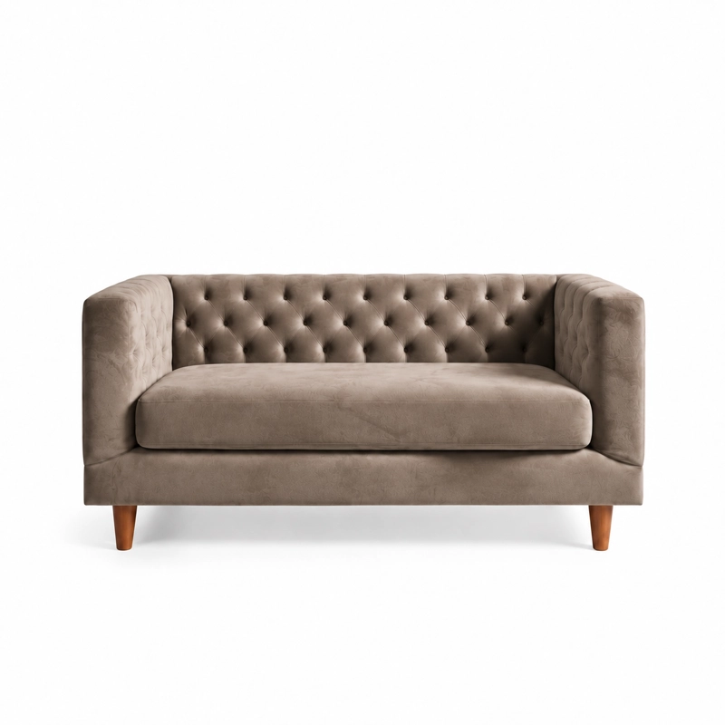 SOFA LATAM HOME BRESCIA 2 CUERPOS CAFÉ TELA VELVET VIVIAN - 2