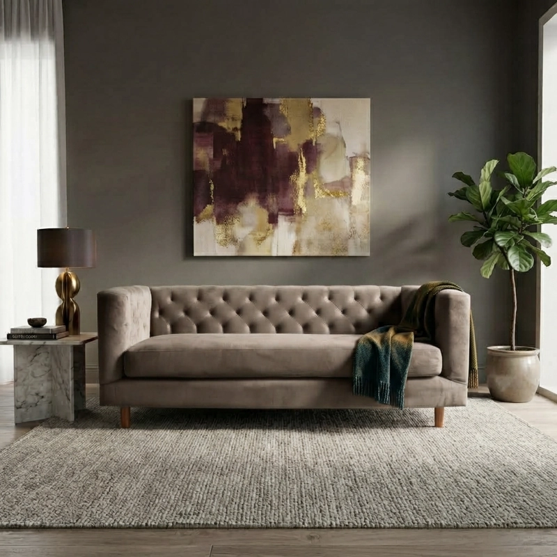 SOFA LATAM HOME BRESCIA 3 CUERPOS CAFÉ TELA VELVET VIVIAN - 1