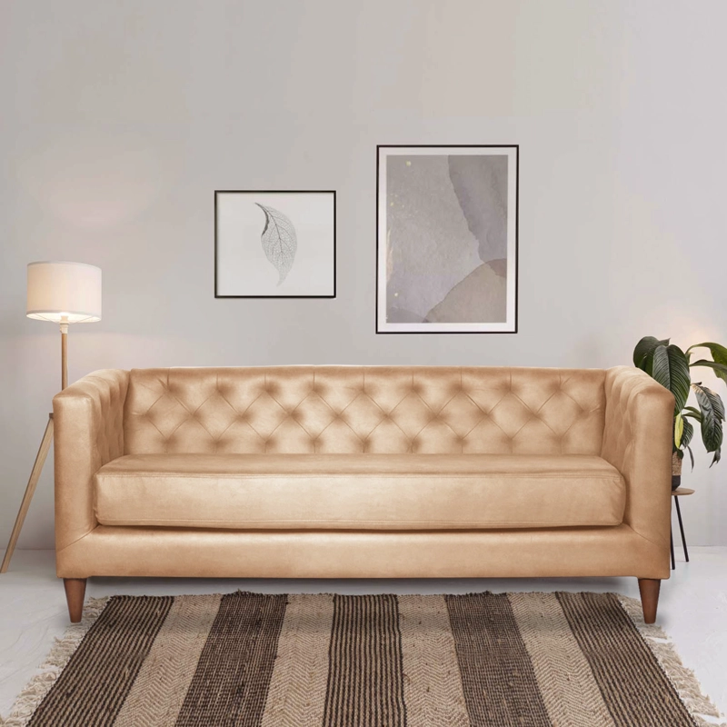 SOFA LATAM HOME BRESCIA 3 CUERPOS CUERO KENTUCKY BEIGE - 1