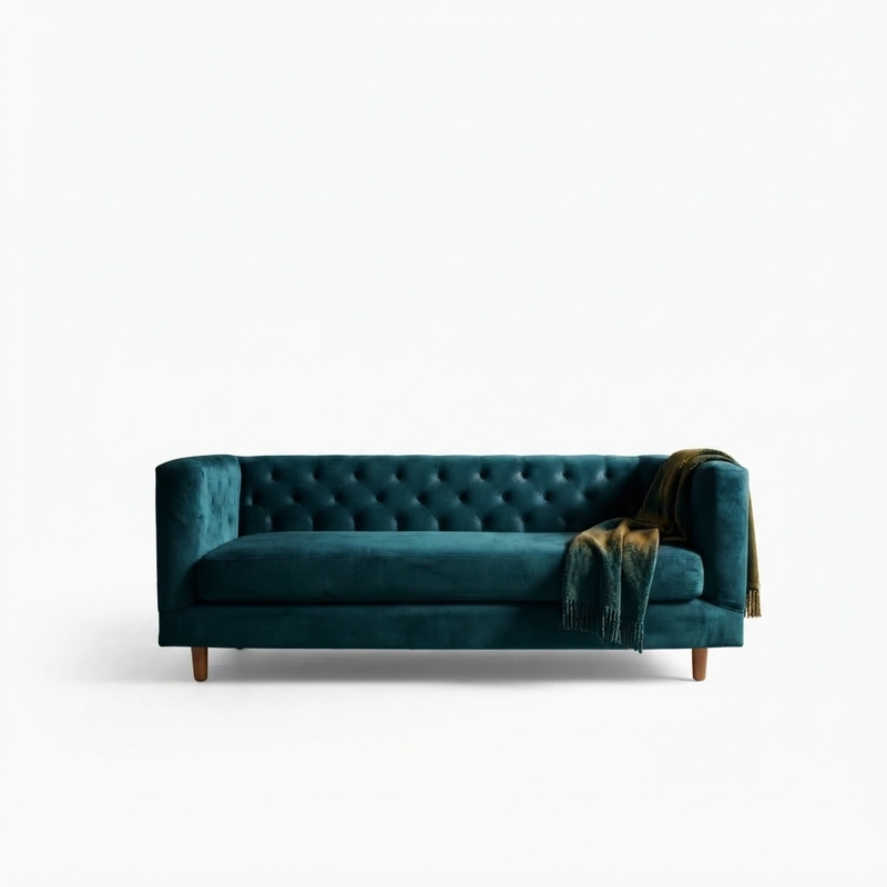 SOFA LATAM HOME BRESCIA 3 CUERPOS AZUL TELA VELVET VIVIAN - 2