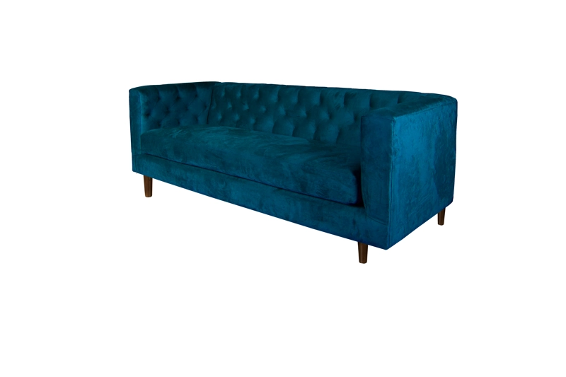 SOFA LATAM HOME BRESCIA 3 CUERPOS AZUL TELA VELVET VIVIAN - 4