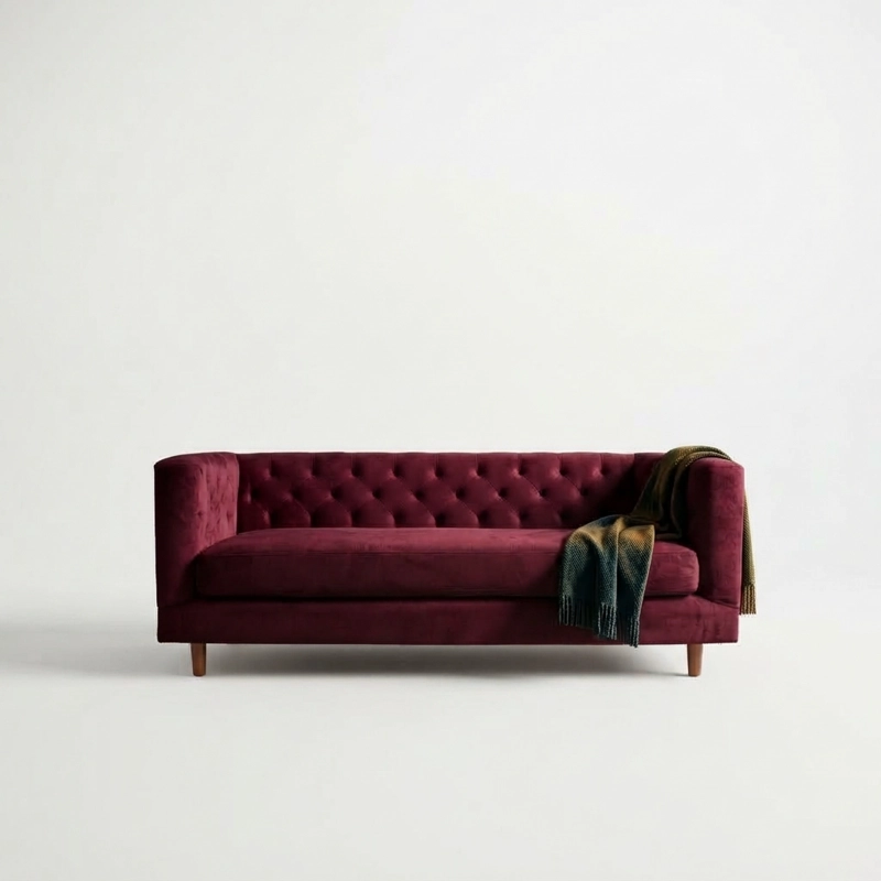 SOFA LATAM HOME BRESCIA 3 CUERPOS BURDEO TELA VELVET VIVIAN - 2