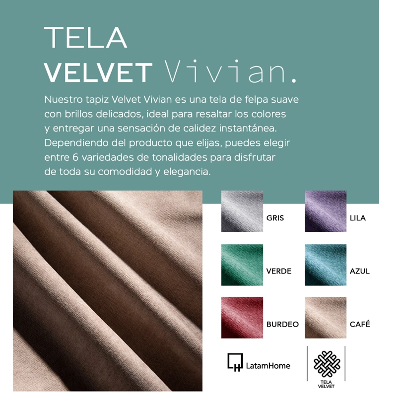 SOFA LATAM HOME BRESCIA 2 CUERPOS LILA TELA VELVET VIVIAN - 6
