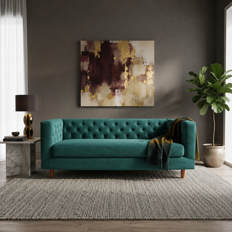 SOFA LATAM HOME BRESCIA 3 CUERPOS VERDE TELA VELVET VIVIAN - 1