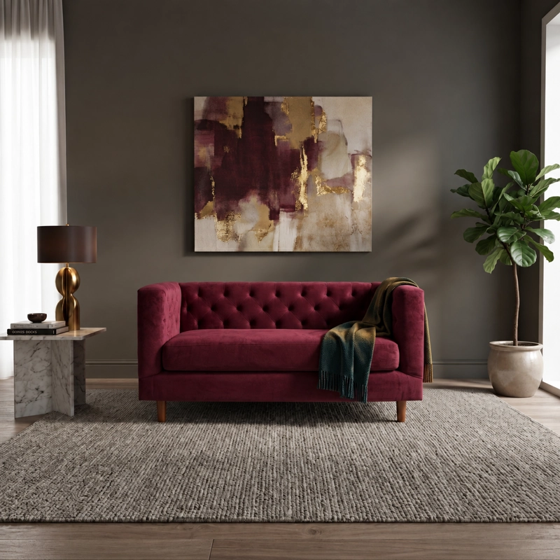 SOFA LATAM HOME BRESCIA 2 CUERPOS BURDEO TELA VELVET VIVIAN - 1