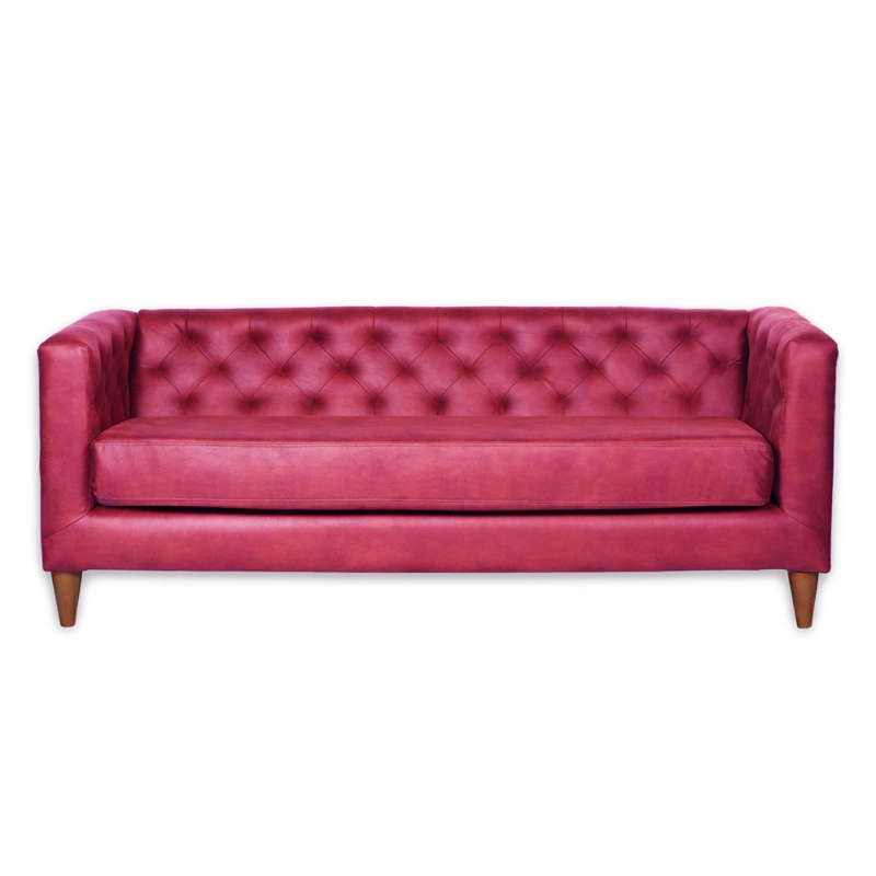 SOFA LATAM HOME BRESCIA 3 CUERPOS CUERO KENTUCKY ROJO - 1