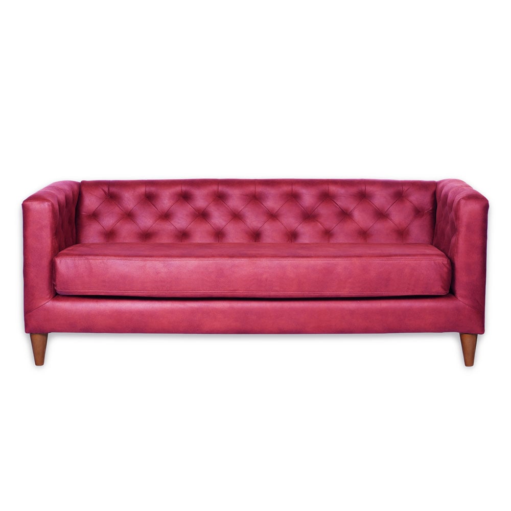 SOFA LATAM HOME BRESCIA 3 CUERPOS CUERO KENTUCKY ROJO - 1