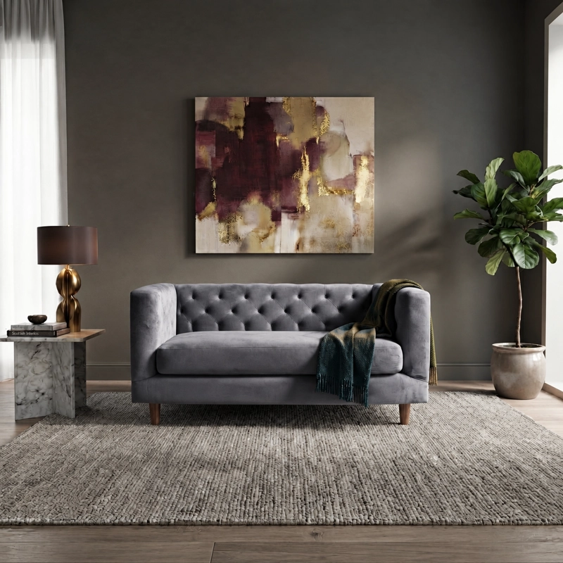 SOFA LATAM HOME BRESCIA 2 CUERPOS GRIS TELA VELVET VIVIAN - 1