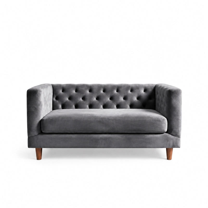 SOFA LATAM HOME BRESCIA 2 CUERPOS GRIS TELA VELVET VIVIAN - 2