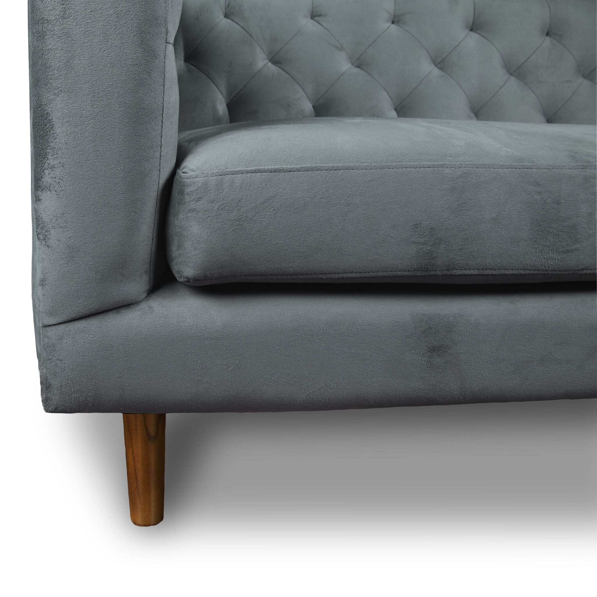 SOFA LATAM HOME BRESCIA 2 CUERPOS GRIS TELA VELVET VIVIAN - 2