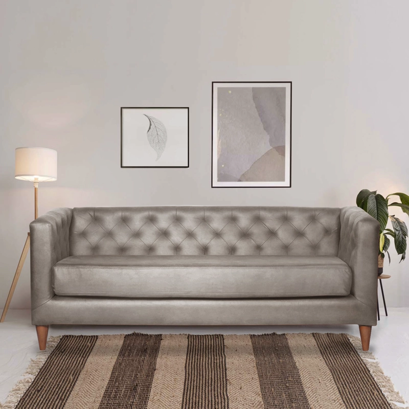 SOFA LATAM HOME BRESCIA 3 CUERPOS CUERO KENTUCKY GRIS - 1