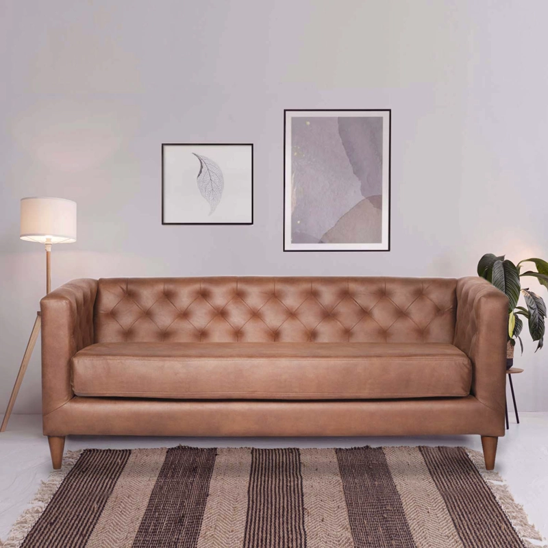 SOFA LATAM HOME BRESCIA 3 CUERPOS CUERO KENTUCKY TABACO - 1