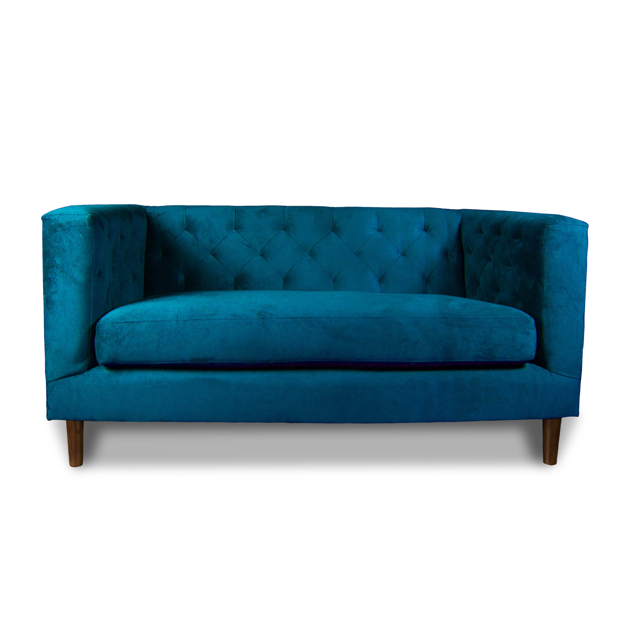 SOFA LATAM HOME BRESCIA 2 CUERPOS AZUL TELA VELVET VIVIAN - 1